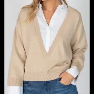 10 Crosby Derek Lam Cream V-Neck Sweater